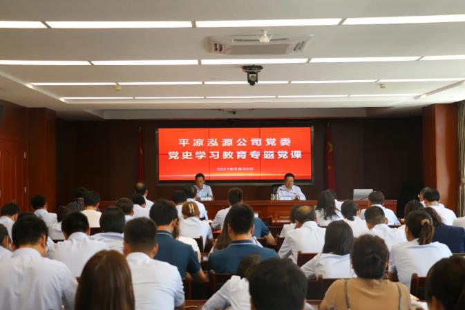 市政府國資委黨委委員、副主任邊疆到泓源公司講黨課(圖1)